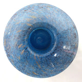 Vintage Vasart Monart Scotland Glass Bowl Vase, Aventurine, Blue, Signed